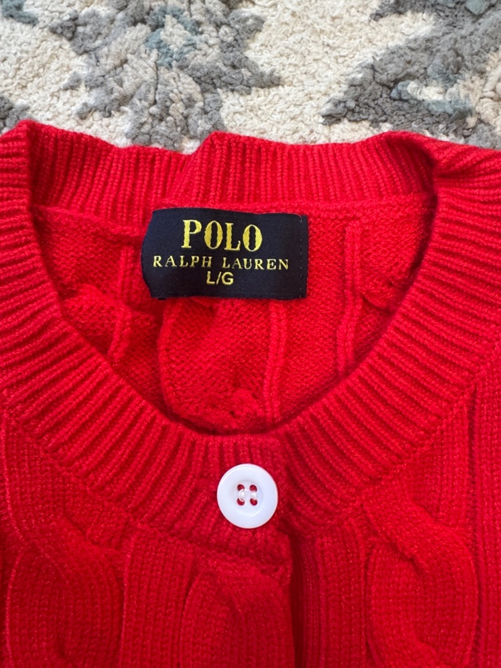 Polo by Ralph Lauren Bright Red Cable-Knit Button Cardigan - Picture 4 of 5